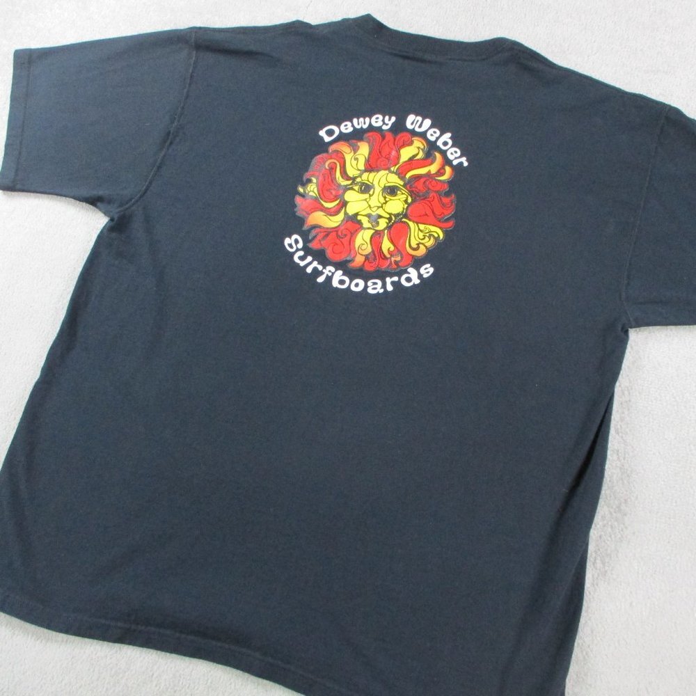 VINTAGE T Shirt Mens 2XL XXL Black Dewey Weber Surfboards Sun Logo USA Made Surf - Picture 2 of 11